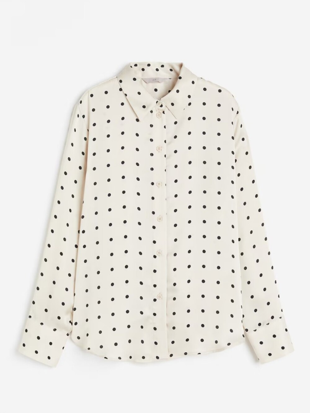 Pointed-Collar Dotted Shirt - L